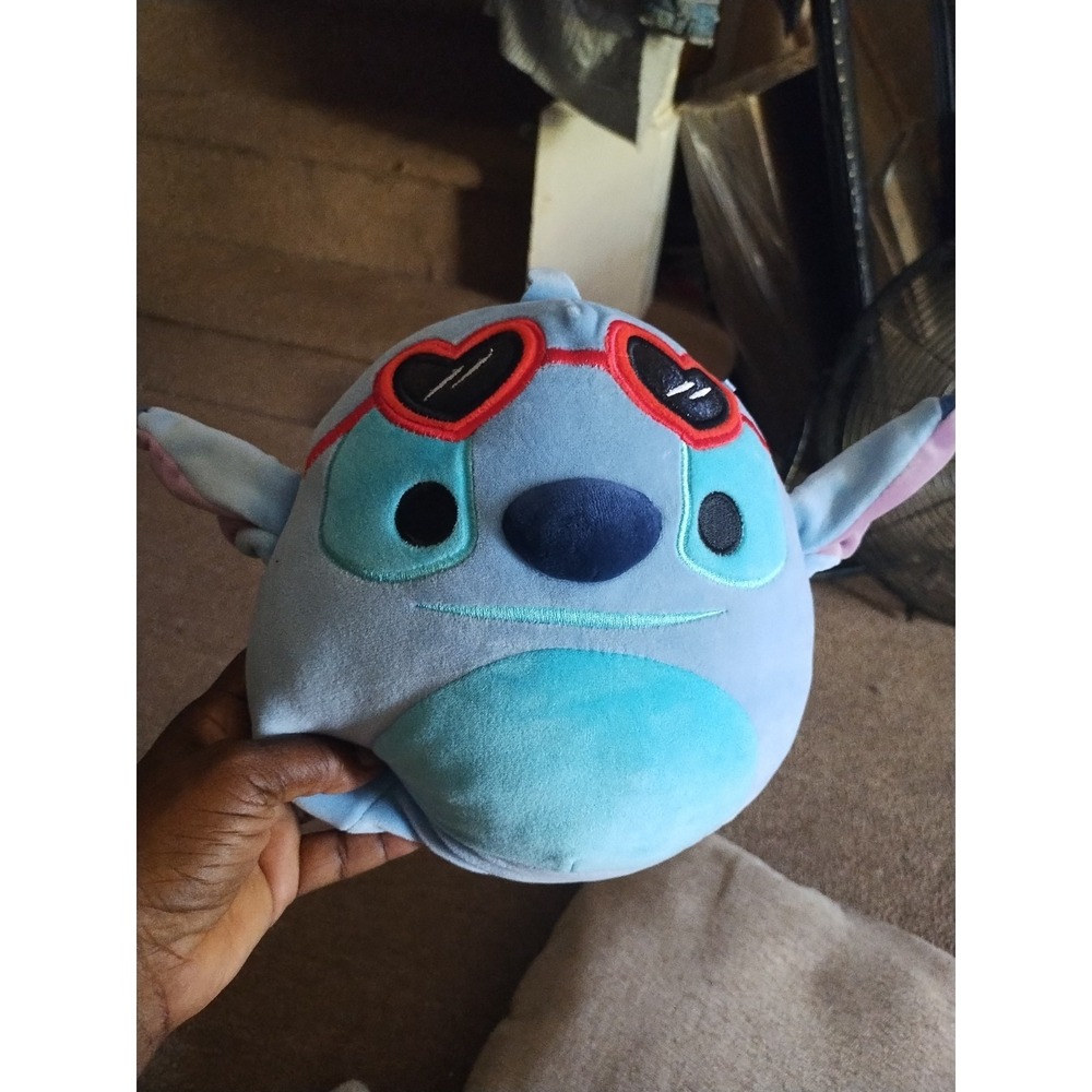 Squishmallow Disney Stitch Plush Valentines Day Heart Sunglasses Blue 8 inch